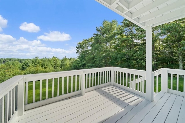 deck with a wooded view