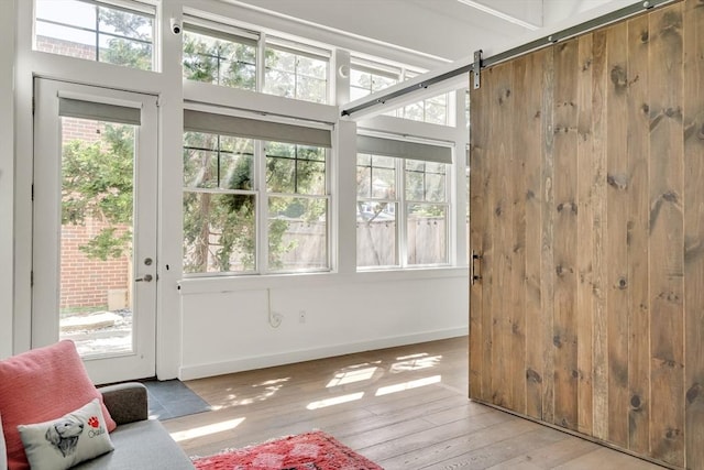 165 Chestnut Hill Ave Unit 3, Boston, MA 02135 - sunroom featuring a barn door