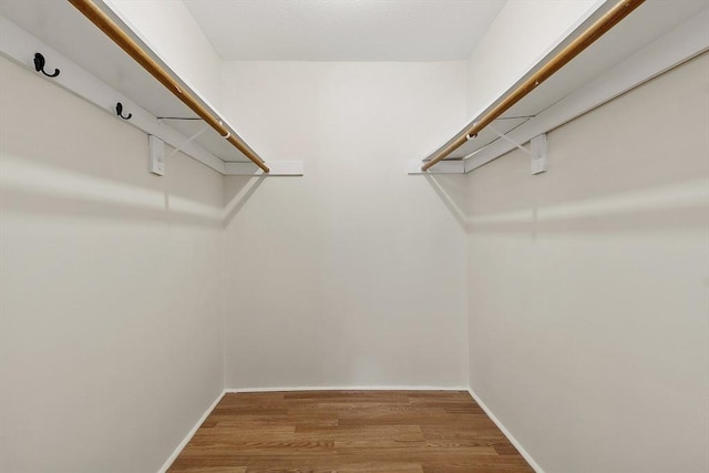 walk in closet with hardwood / wood-style floors