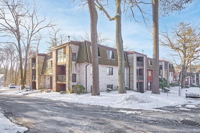 view of snow covered building