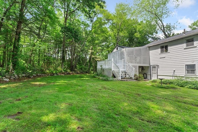 30 Stone St, Bellingham, MA 02019 - view of green lawn featuring stairway and a deck
