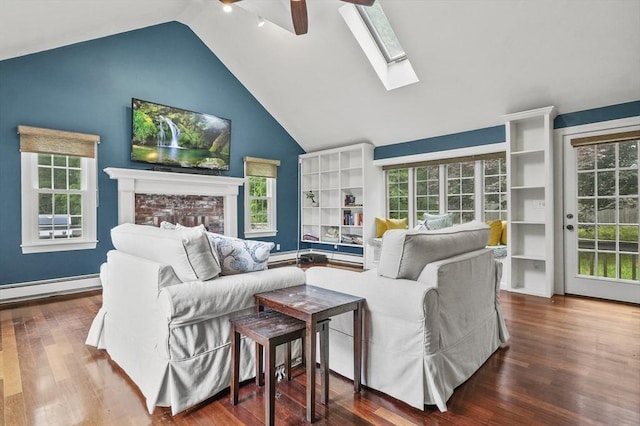 323 School St, Pembroke, MA 02359 - living room with lofted ceiling, wood finished floors, healthy amount of natural light, and a ceiling fan