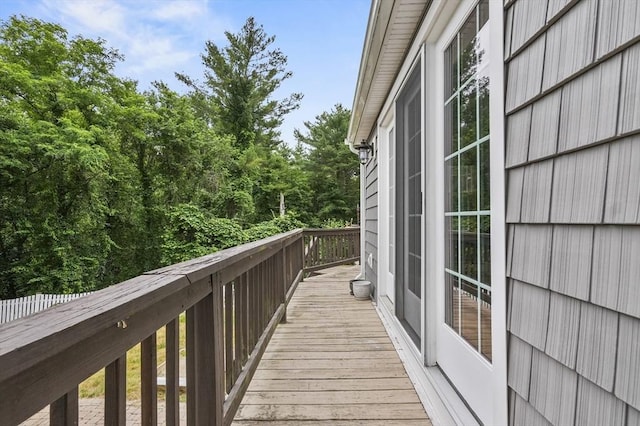 323 School St, Pembroke, MA 02359 - view of wooden balcony with a wooden deck