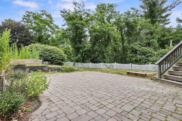 323 School St, Pembroke, MA 02359 - view of patio / terrace featuring stairway