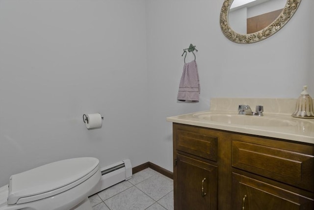 80 Vassar Rd, Agawam, MA 01030 - half bath featuring a baseboard heating unit, tile patterned flooring, and vanity