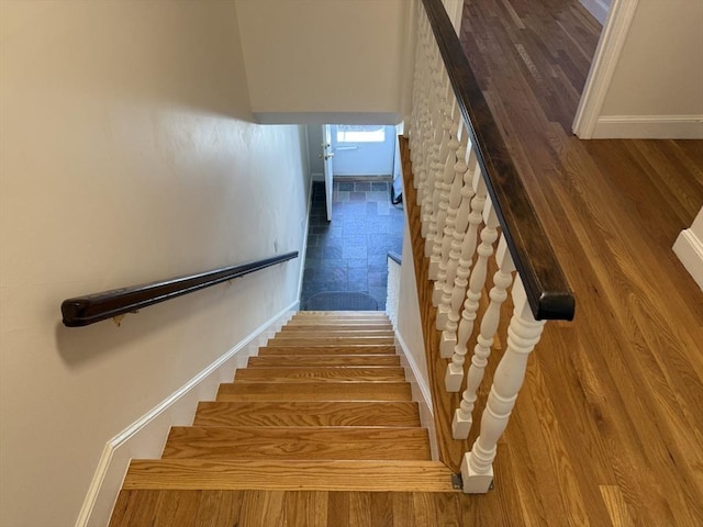 stairway with baseboards