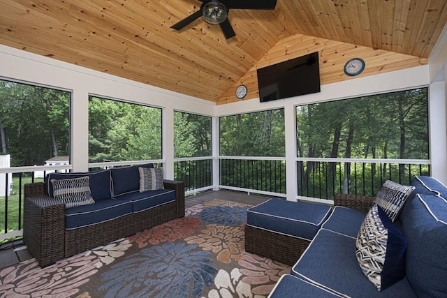 14 Robbins Rd, Ayer, MA 01432 - sunroom / solarium with an outdoor hangout area, a ceiling fan, and vaulted ceiling