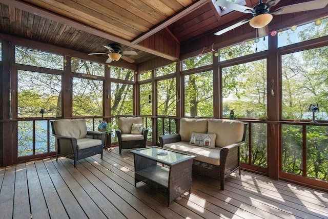 2 Lake Ave, Framingham, MA 01702 - sunroom / solarium with ceiling fan, a skylight, and an outdoor living space