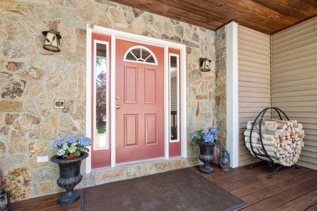 2 Lake Ave, Framingham, MA 01702 - view of exterior entry featuring stone siding and a porch