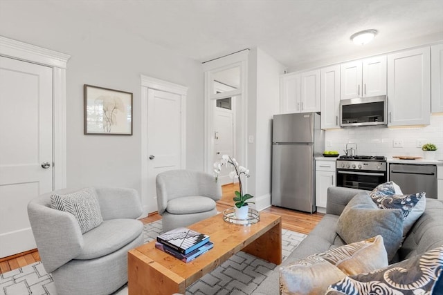 living room featuring light hardwood / wood-style floors