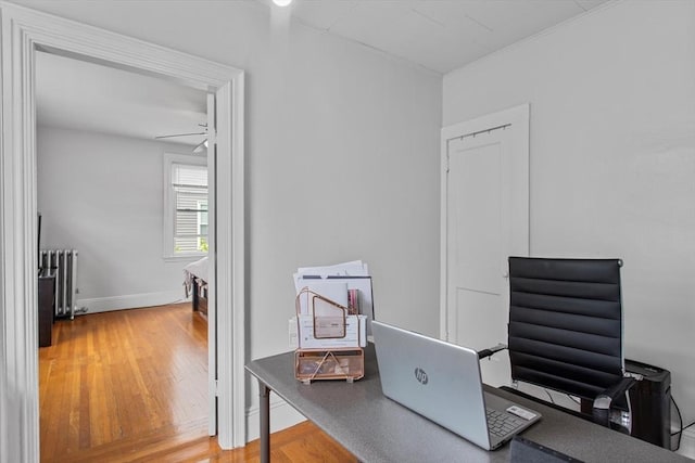 38 Torrey St, Boston, MA 02124 - home office with radiator, wood finished floors, and baseboards