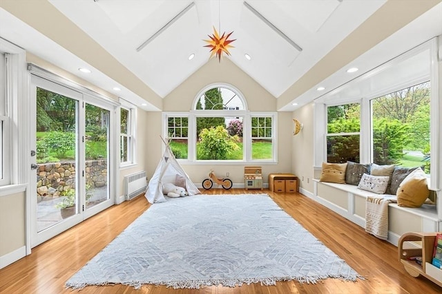 4 Worthen Rd, Winchester, MA 01890 - sunroom featuring radiator heating unit and lofted ceiling