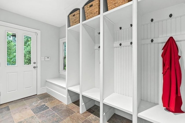 4 Worthen Rd, Winchester, MA 01890 - mudroom with stone tile flooring and baseboards