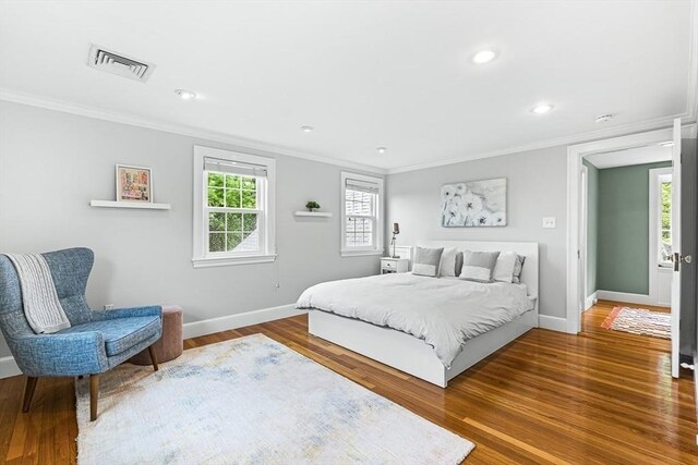 4 Worthen Rd, Winchester, MA 01890 - bedroom featuring crown molding, baseboards, wood finished floors, and recessed lighting