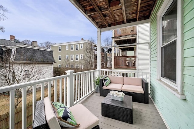 balcony featuring an outdoor living space