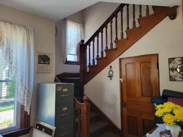 40 June St, Worcester, MA 01602 - stairs with healthy amount of natural light