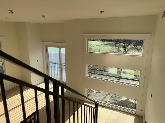 staircase featuring hardwood / wood-style floors