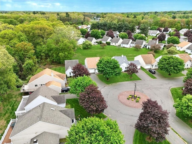 aerial view of residential area with a forest