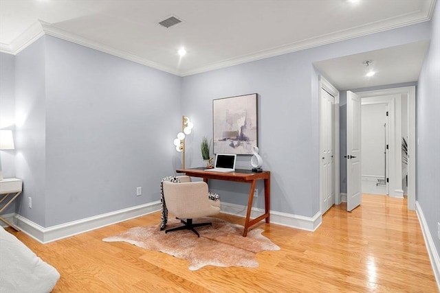 42 Coolidge St Unit 42, Brookline, MA 02446 - office with wood finished floors, baseboards, ornamental molding, and recessed lighting