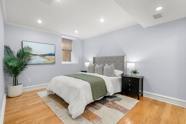 42 Coolidge St Unit 42, Brookline, MA 02446 - bedroom featuring ornamental molding, light wood-style flooring, baseboards, and recessed lighting