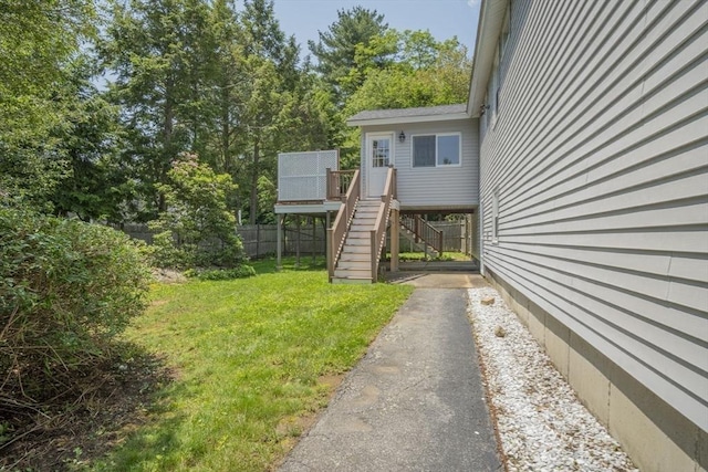 6 Marshall Rd, Beverly, MA 01915 - view of yard featuring stairs and a wooden deck