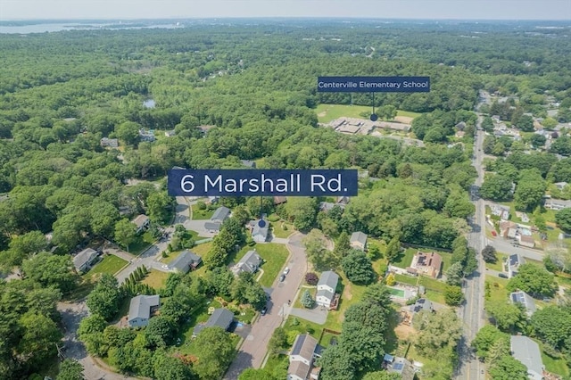 6 Marshall Rd, Beverly, MA 01915 - aerial view of property and surrounding area featuring a heavily wooded area