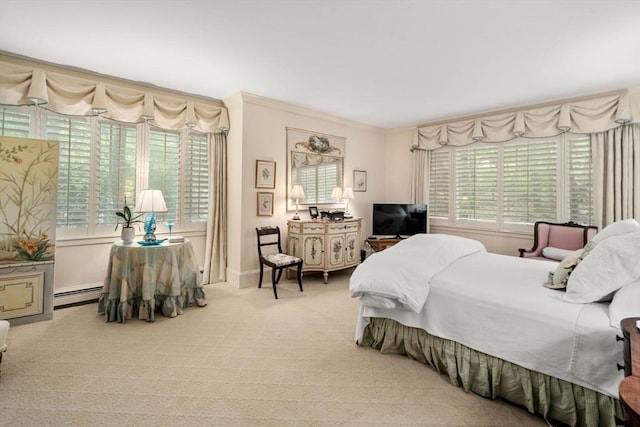 228 Allandale Rd Unit 1A, Boston, MA 02467 - bedroom with multiple windows, baseboard heating, carpet, and baseboards