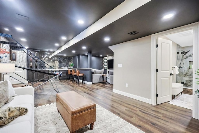 living room featuring wood-type flooring