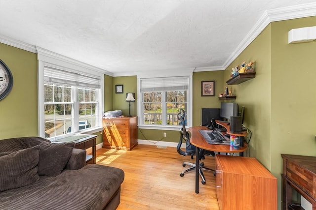 86 Whitney, Northborough, MA 01532 - office area featuring wood finished floors, ornamental molding, and baseboards