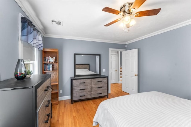 86 Whitney, Northborough, MA 01532 - bedroom featuring light wood-style flooring, crown molding, baseboards, and a ceiling fan
