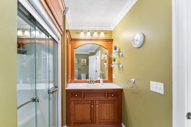 86 Whitney, Northborough, MA 01532 - full bathroom featuring ornamental molding, a stall shower, vanity, and toilet