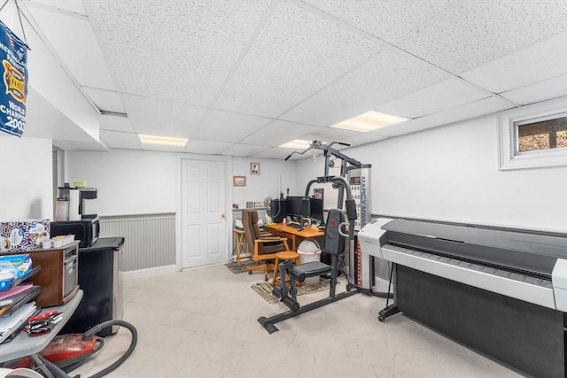 86 Whitney, Northborough, MA 01532 - workout area featuring a paneled ceiling and wainscoting