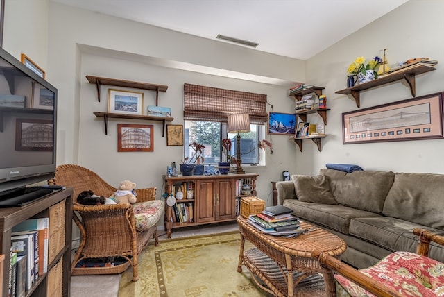 living room featuring carpet