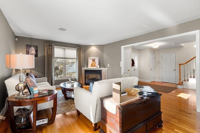 living room with light wood-type flooring