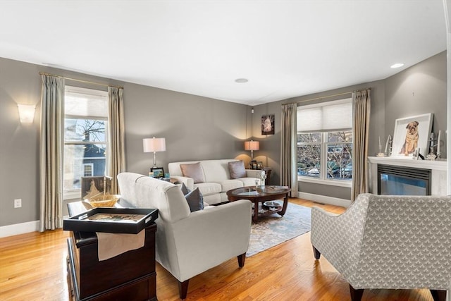 living room featuring light hardwood / wood-style floors