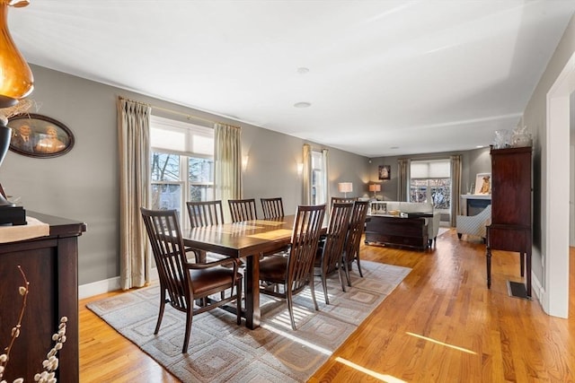 dining room with light hardwood / wood-style floors