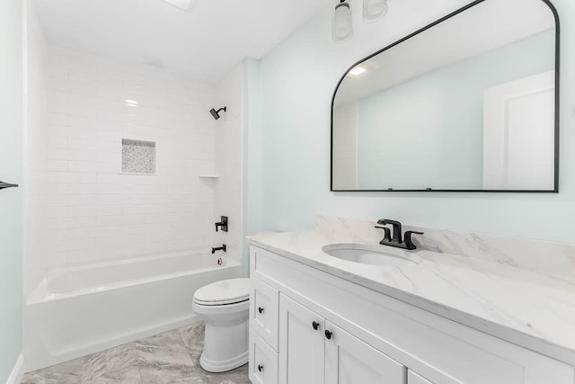 20 Sperry Ln, North Attleboro, MA 02760 - bathroom with vanity, toilet, marble finish flooring, and  shower combination