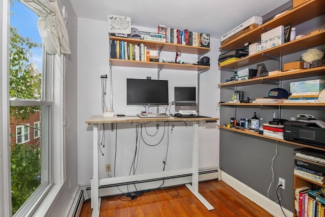 4 Marlou Unit 3, Boston, MA 02130 - office area featuring wood finished floors and a baseboard heating unit