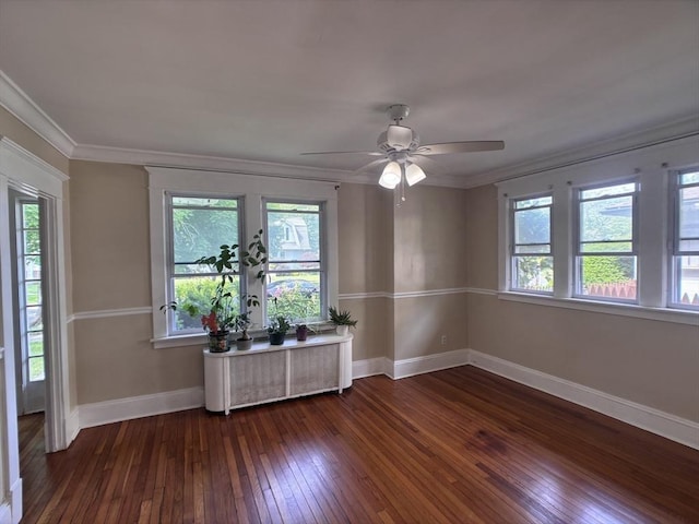 29 Neptune Ave, West Springfield, MA 01089 - unfurnished room featuring wood-type flooring, ornamental molding, baseboards, and a ceiling fan