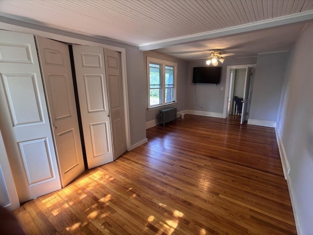 29 Neptune Ave, West Springfield, MA 01089 - unfurnished bedroom with radiator heating unit, light wood-type flooring, baseboards, a closet, and ornamental molding