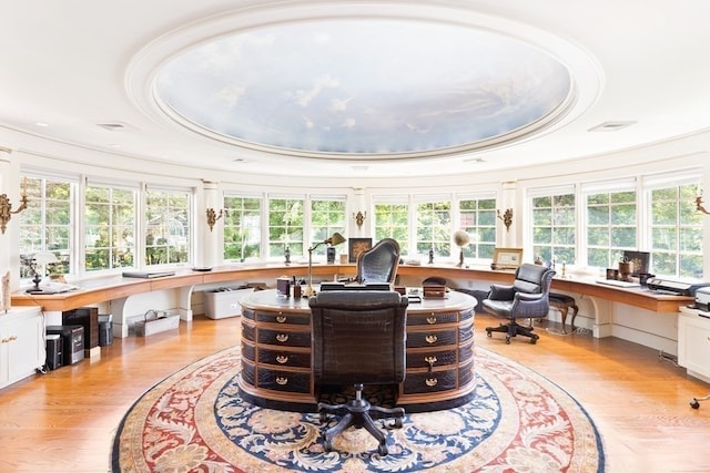 sunroom / solarium with a raised ceiling and plenty of natural light