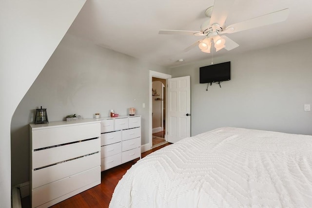 30 Crystal Cove Ave Unit 2, Winthrop, MA 02152 - bedroom with dark wood-type flooring, ceiling fan, and baseboards