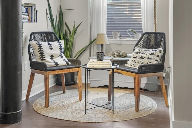 sitting room featuring hardwood / wood-style floors