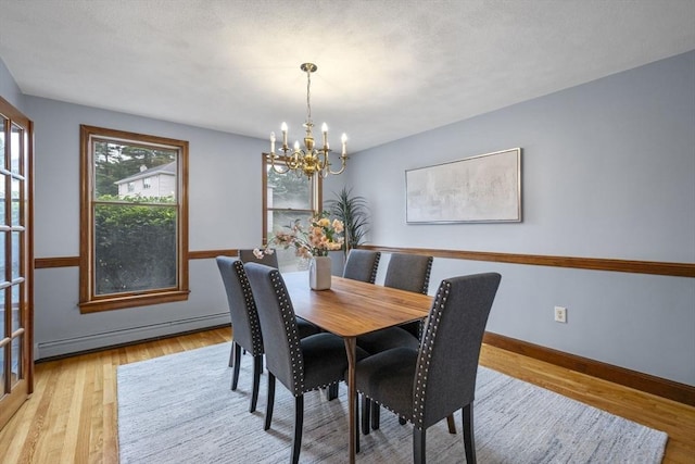 5 Ledgewood Rd, Saugus, MA 01906 - dining space featuring baseboard heating, a chandelier, and wood finished floors