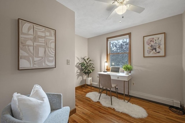 5 Ledgewood Rd, Saugus, MA 01906 - home office with wood finished floors, ceiling fan, and baseboard heating