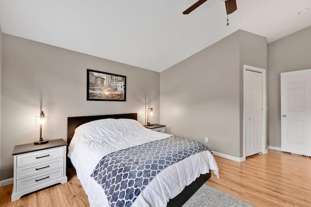 4063 Main St, Palmer, MA 01069 - bedroom with baseboards, light wood-type flooring, and ceiling fan