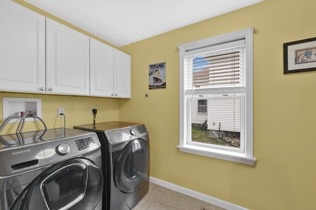 4063 Main St, Palmer, MA 01069 - laundry area featuring cabinet space, independent washer and dryer, baseboards, and light tile patterned floors