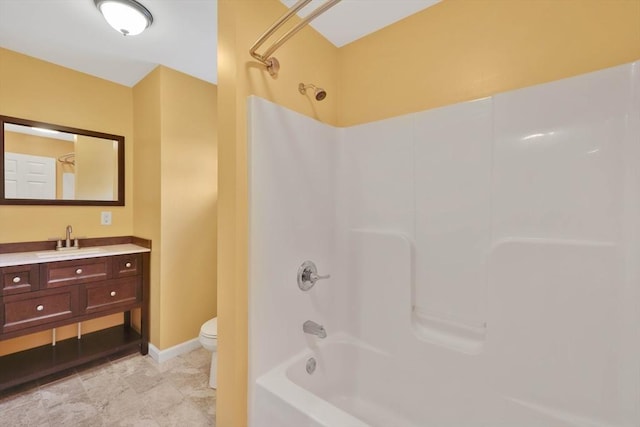 4063 Main St, Palmer, MA 01069 - bathroom with toilet, shower / bathtub combination, vanity, and baseboards