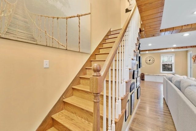 4063 Main St, Palmer, MA 01069 - staircase with recessed lighting and wood finished floors