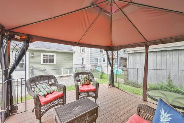 4063 Main St, Palmer, MA 01069 - wooden deck with a fenced backyard and a gazebo